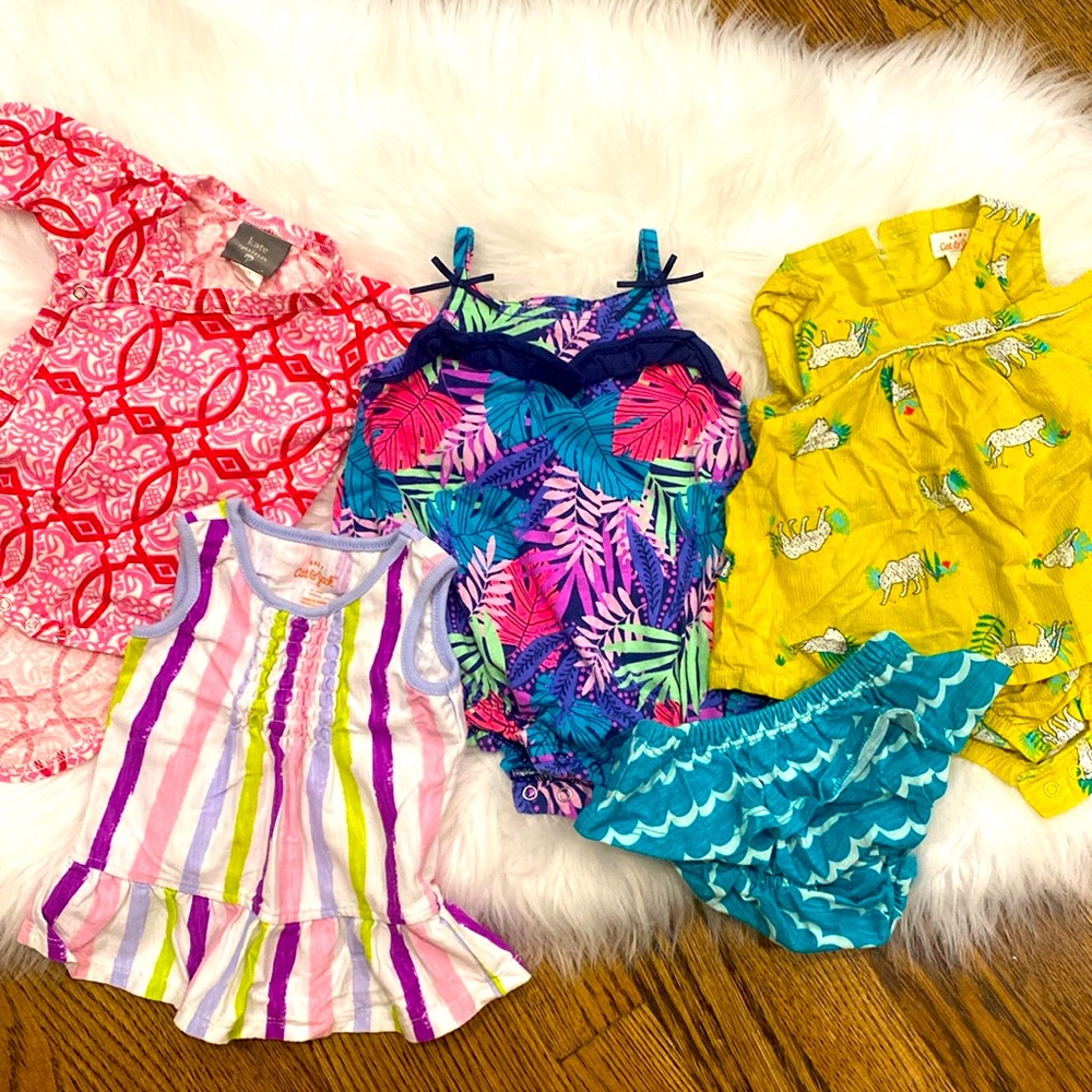 0-3 m Lot 3 onesies, tank and diaper cover.
